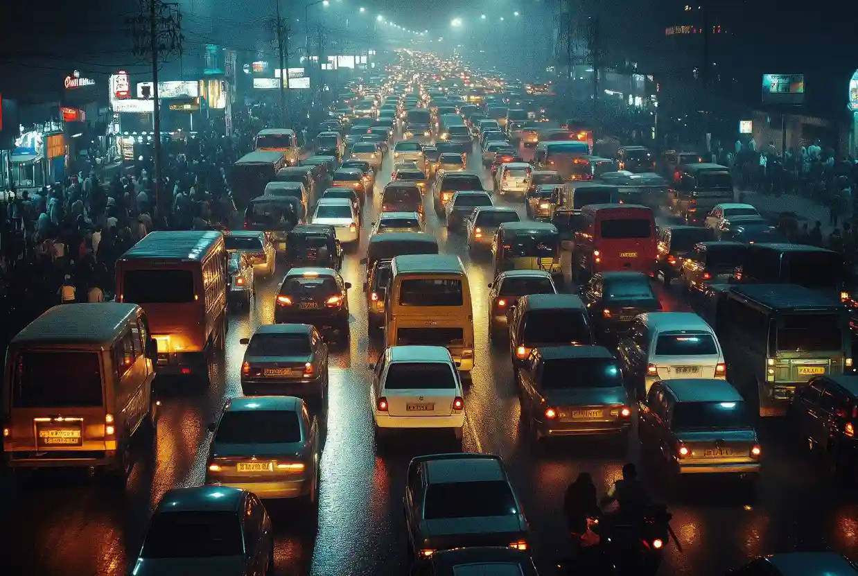 Tráfico denso en ciudad