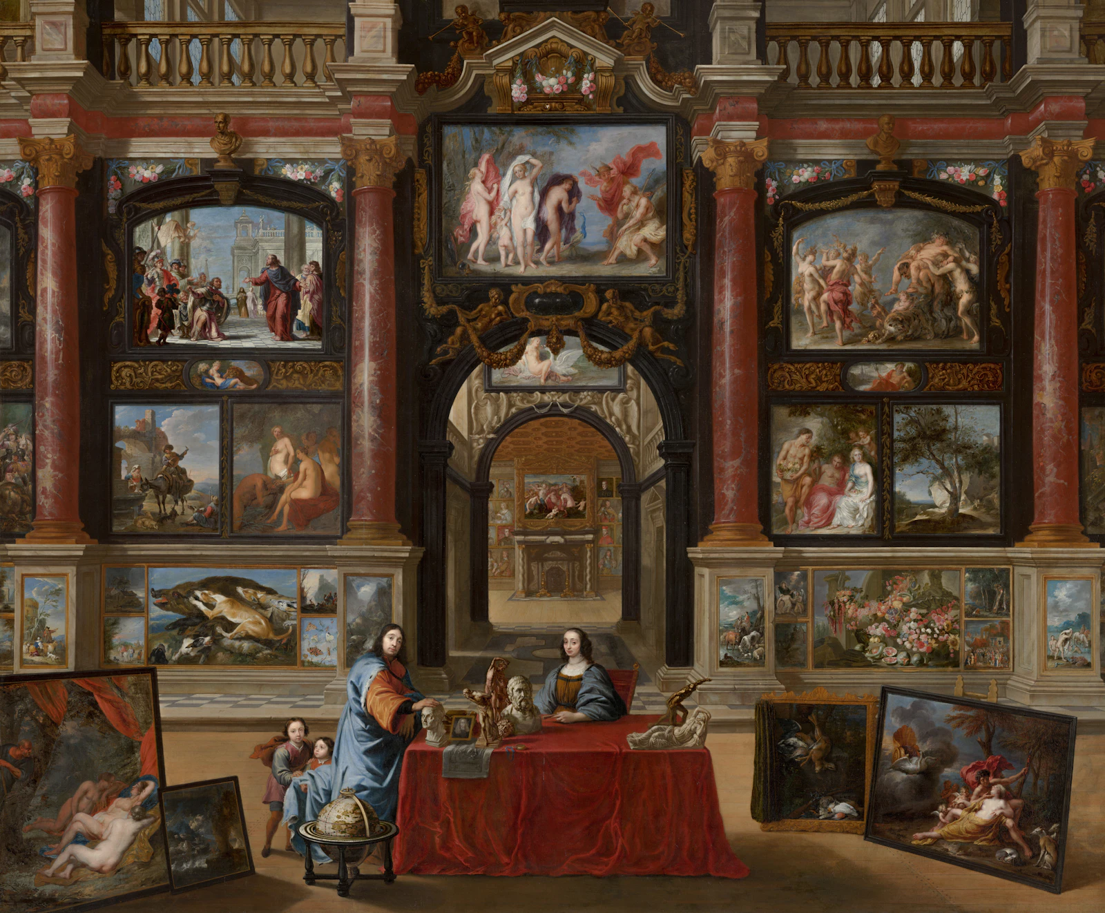 Obras de arte protegidas en un interior de colección